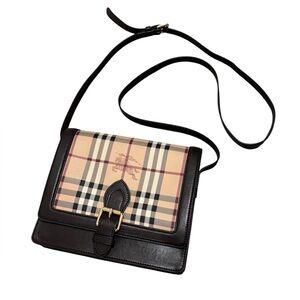 BURBERRY Haymarket Check Canvas Small Paisley Crossbody Bag